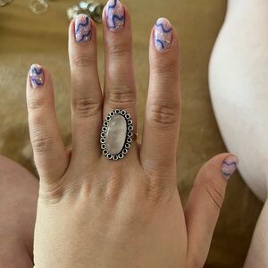 Adjustable sterling silver rose quartz ring